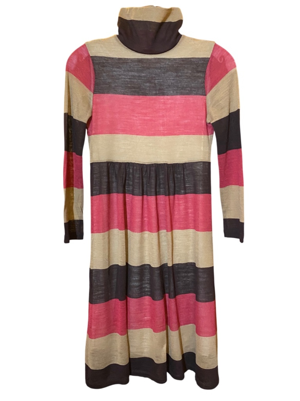 Patrizia Pepe Italy Wool Striped Turtleneck Mod Knit Y2K Mini Dress 1 XS 4 NWOT